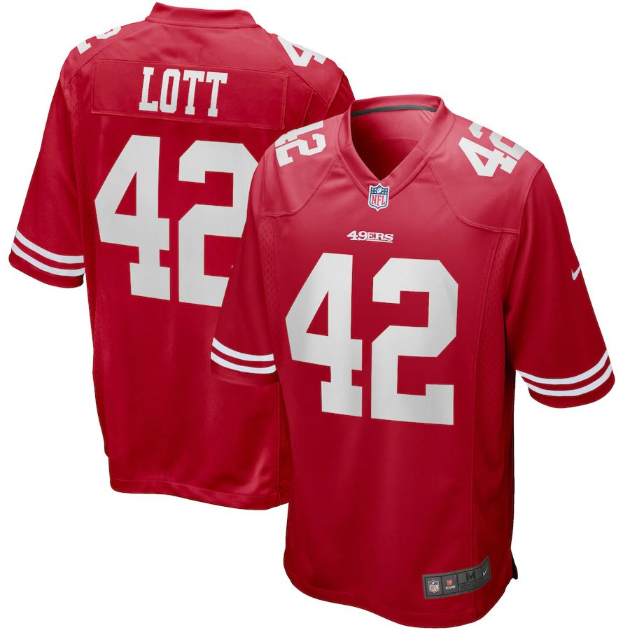 Men San Francisco 49ers 42 Ronnie Lott Nike Scarlet Game Retired Player NFL Jersey